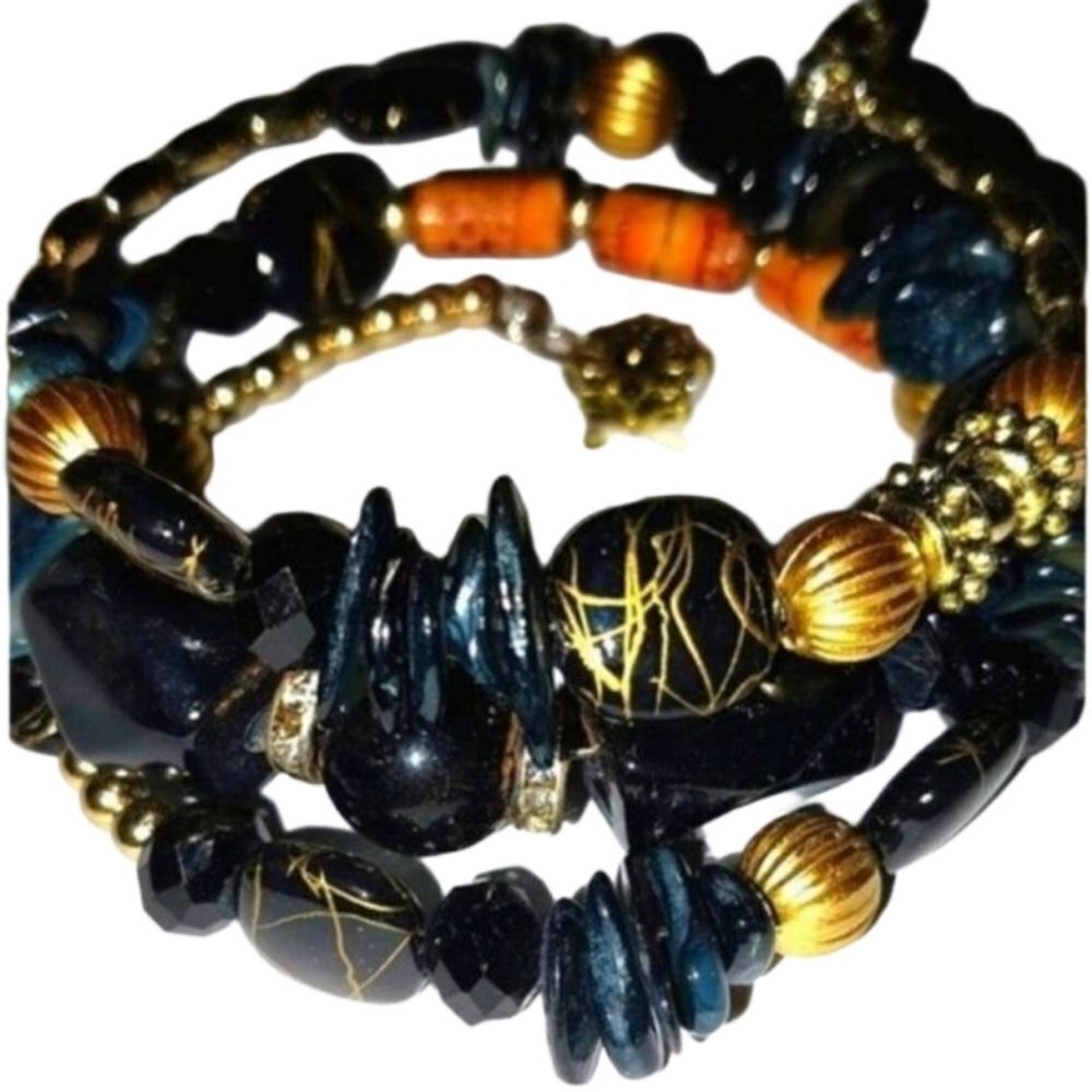 Vintage black Beaded spiral bracelet/choker
